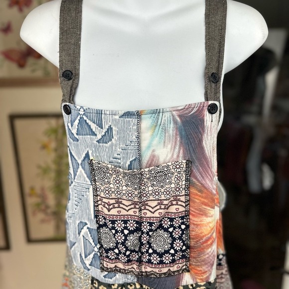 Yak N Yeti NWT Size S/M Colorful Overall Patchwork Midi Dress - Picture 6 of 15